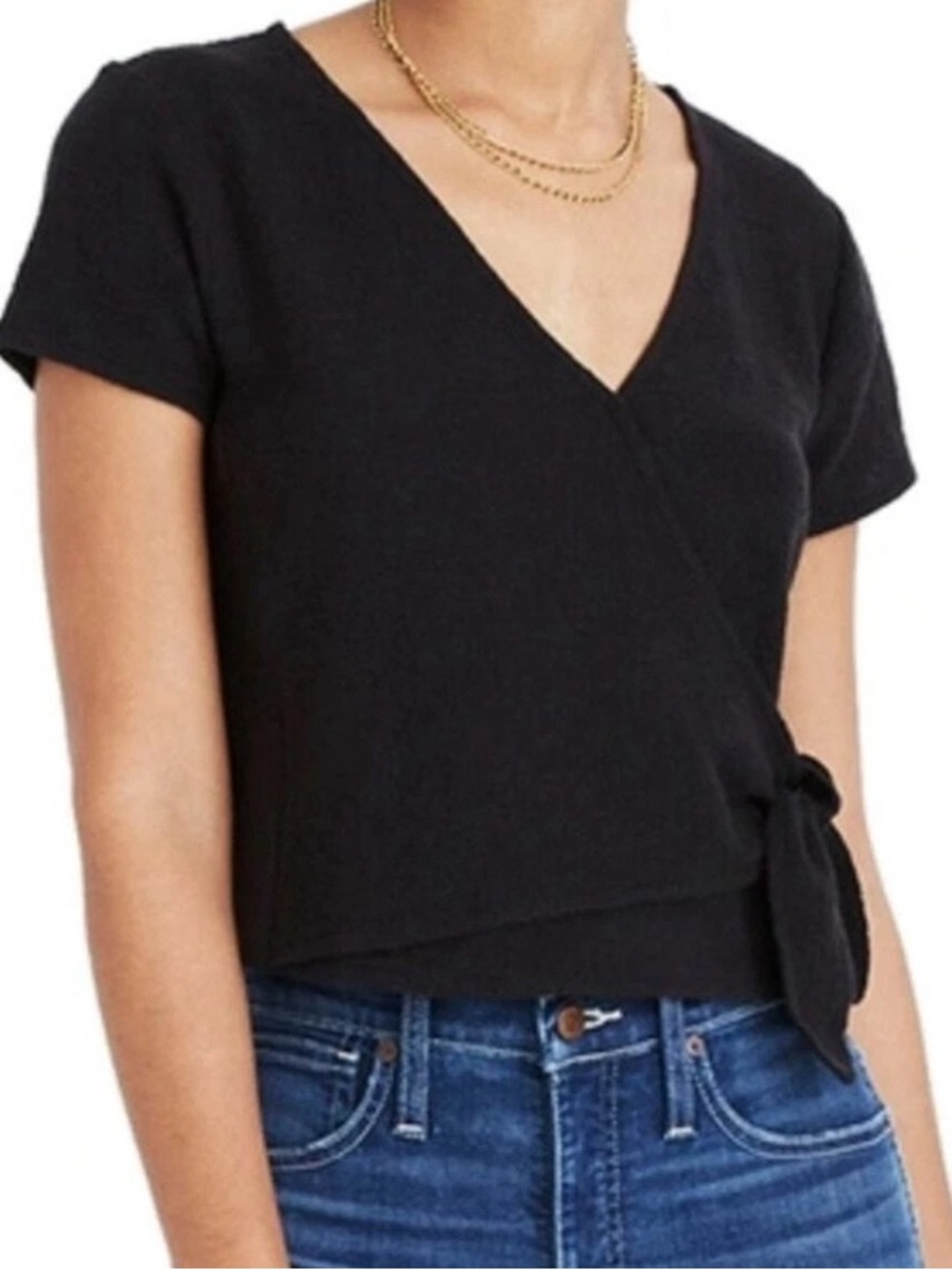 Madewell | Texture & Thread Wrap Top in Faded Black